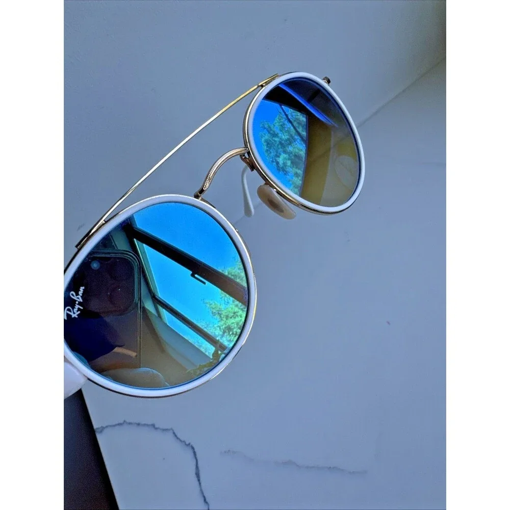 Ray-Ban RB3647N Blue Gradient Round Double Bridge Sunglasses Case Included